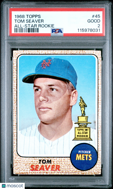 1968 Topps Tom Seaver #45 All Star Rookie Vintage Low Pop Hall of Famer Rookie PSA 2