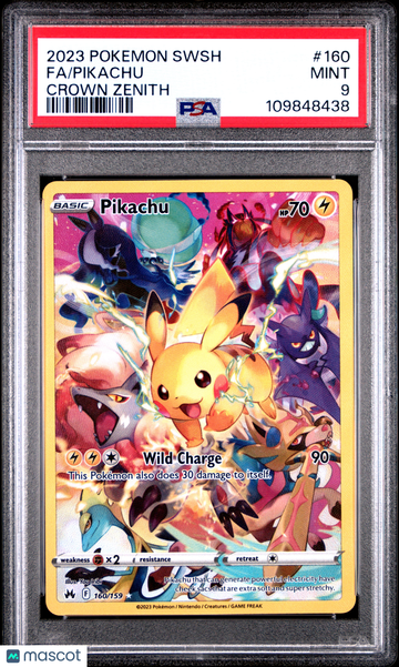 2023 Pokemon Sword And Shield Crown Zenith Pikachu Crown Zenith PSA 9 #160