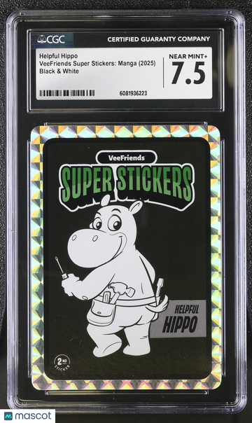 2025 Veefriends Super Stickers: Manga Helpful Hippo Black & White CGC 7.5