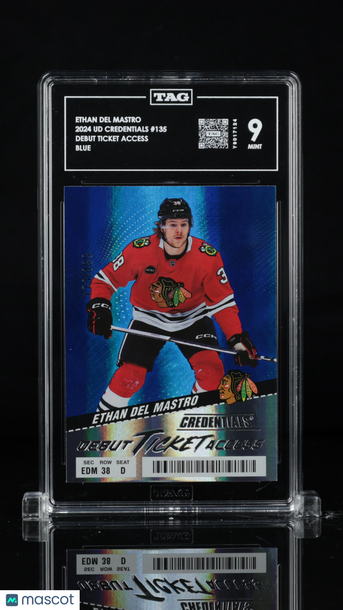 173/399 2024 Upper Deck Credentials Debut Ticket Access Ethan Del Mastro #135 Blue Rookie TAG 9