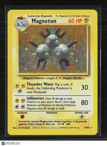 1999 Base Set Magneton Holo Rare #9/102