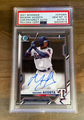 2021 BOWMAN CHROME PROSPECT AUTO MAXIMO ACOSTA #CPAMA PSA 10