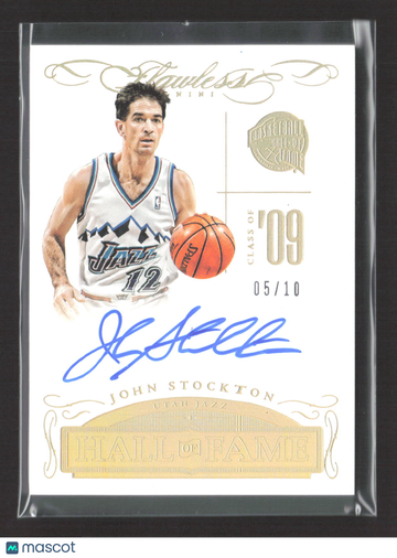 2014 Panini Flawless John Stockton #HOF-JS 05/10 Auto
