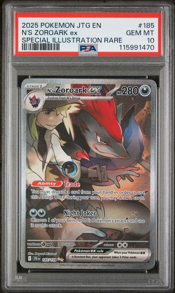 2025 Pokemon Scarlet and Violet Journey Together Special Illustration Rare N's Zoroark Ex #185 PSA 10