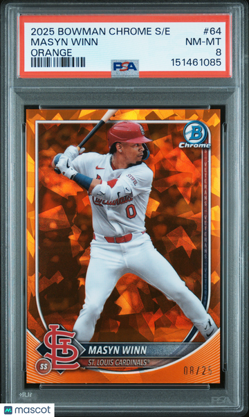 2025 Bowman Chrome Sapphire Edition Masyn Winn #64 Orange /25 PSA 8