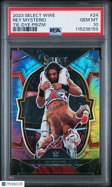 2023 Panini Select WWE Rey Mysterio #24 Tie Dye Prizm /25 PSA 10