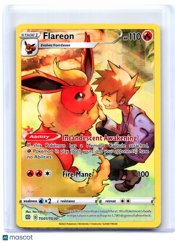 Brilliant Stars Trainer Gallery Flareon Holo Ultra Rare #TG01/TG30