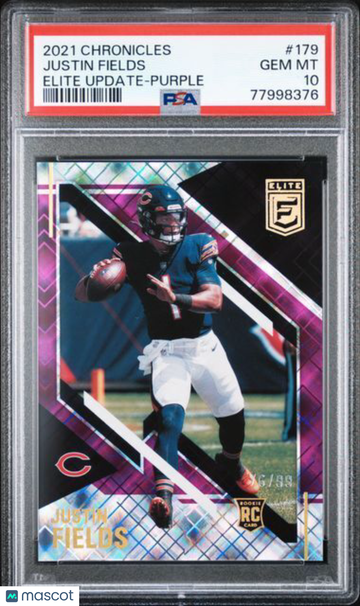 2021 Panini Chronicles Elite Update Justin Fields #179 Purple PSA 10
