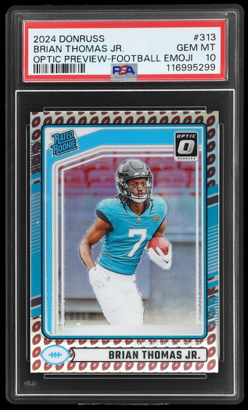 2024 Donruss Optic Brian Thomas Jr. Rated Rookie Preview Football Emoji PSA 10 RC