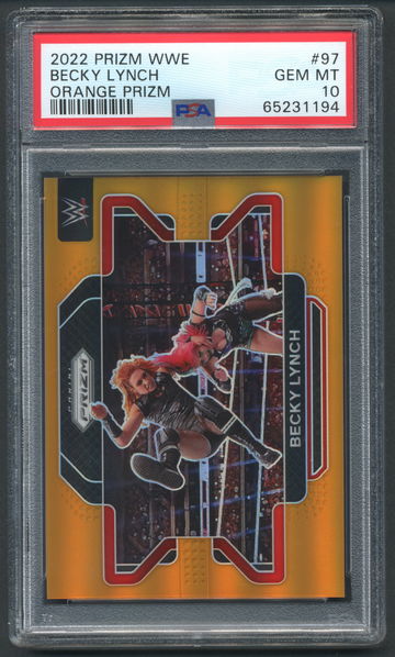 2022 WWE Panini Prizm Becky Lynch #97 Orange Prizm /99 PSA 10 GEM MINT Graded Wrestling