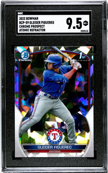 2023 Bowman Chrome Gleider Figuereo 1st Atomic Refractor SGC 9.5 Texas Rangers