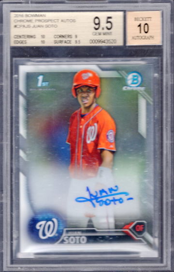 2016 BOWMAN CHROME JUAN SOTO AUTO 9.5 10 AUTO 2 10 SUBS