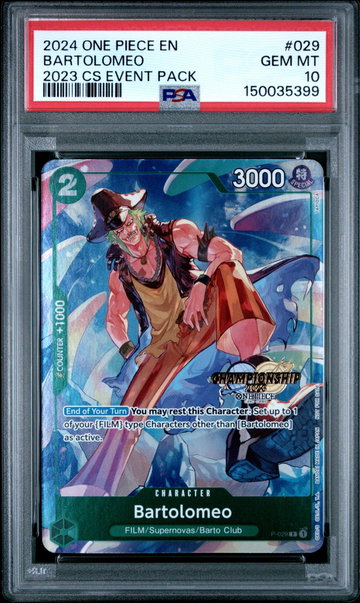 2024 One Piece Championship 2023 Event Pack Bartolomeo #29 PSA 10