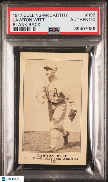 1917 Collins-Mccarthy Lawton Witt #193 Blank Back PSA A