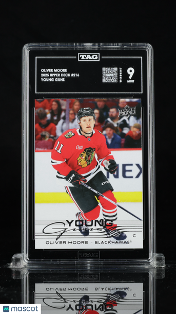 2025-26 Upper Deck Series 1 Young Guns Oliver Moore #216 TAG 9