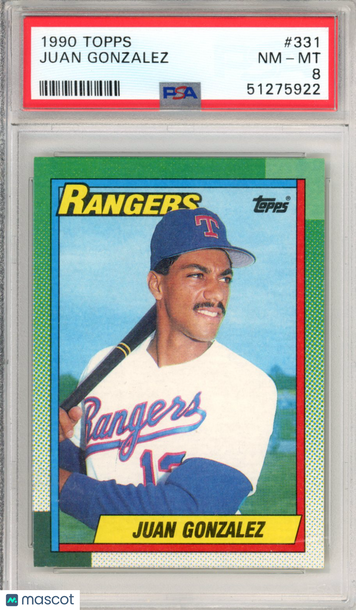 1990 Topps Juan Gonzalez #331 Rookie PSA 8