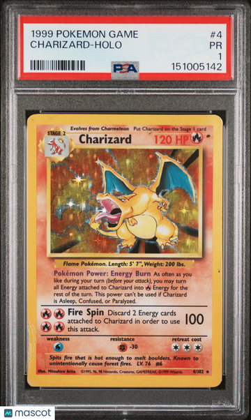 1999 Pokemon Game Charizard Holo PSA 1 #4