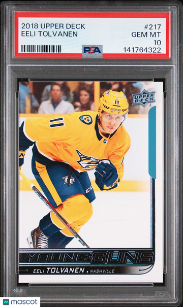 2018-19 Upper Deck Eeli Tolvanen #217 Young Guns Rookie PSA 10