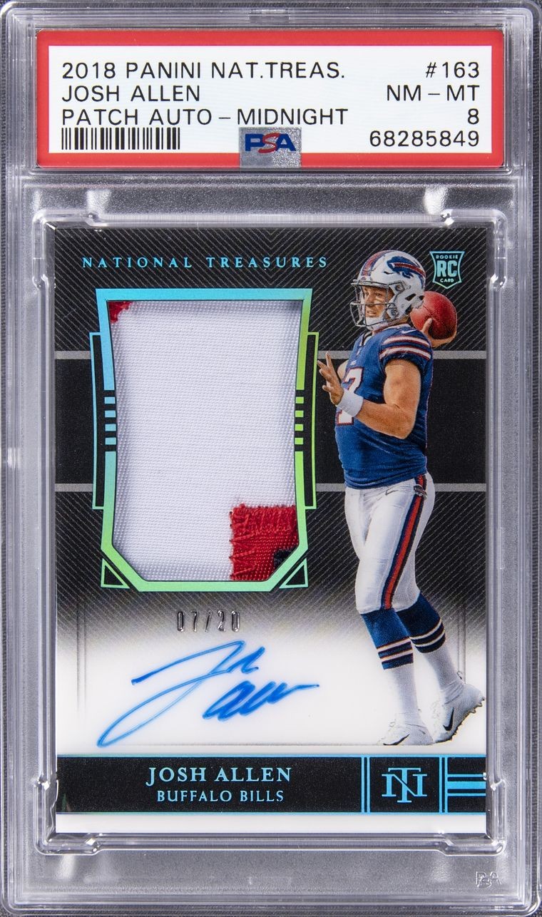 Josh Allen 2018 National Treasures RPA Midnight 07/20 PSA 8
