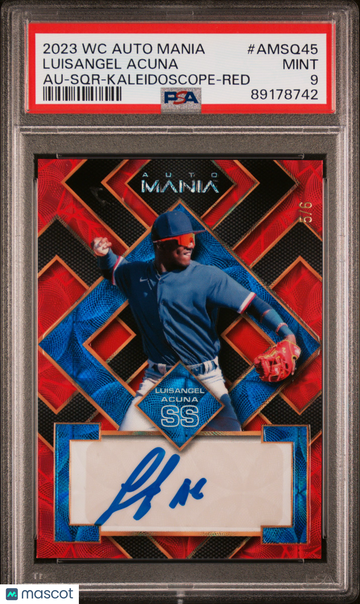 2023 Wild Card Auto Mania Autographs Luisangel Acuna #AMSQ45 SQR Kaleidoscope Red /6 PSA 9