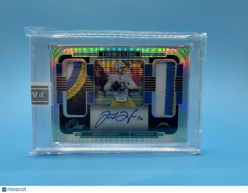 2021 Formula One Justin Herbert #FO-JH /1 (White Box) Dual Patch Panini Authentic