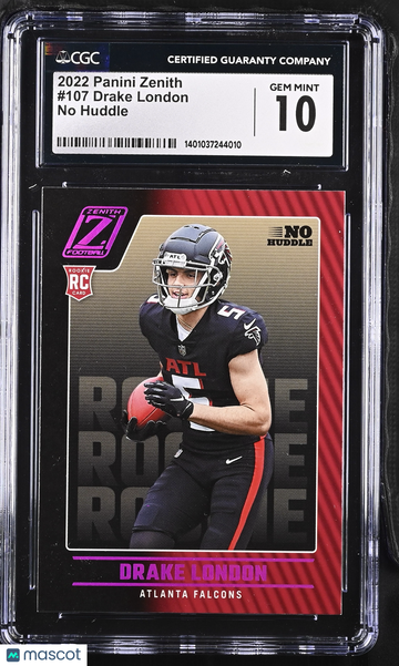 Graded 2022 Panini Zenith Drake London No Huddle #107 CGC 10 Atlanta Falcons Football Card
