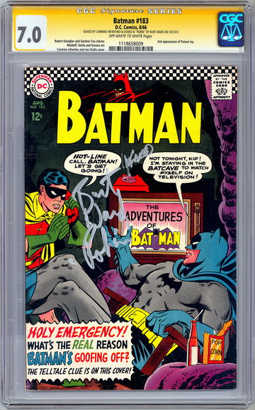 BATMAN #183 CGC-SS 7.0 SIG BURT WARD & CARMINE INFANTINO 2ND POISON IVY APP 1966