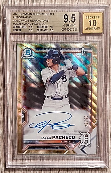 2021 Bowman Izaac Pacheco Gold Wave Auto BGS 9.5