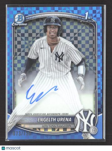 2025 Topps Bowman Chrome Blue Mega Box Refractor 7/8 Auto Engelth Urena Yankees 1st Bowman CPA-EU