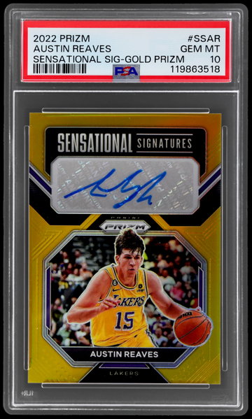 2022 Panini Prizm Austin Reaves Sensational Signature Gold Prizm PSA 10