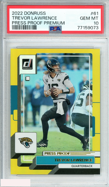 2022 PANINI DONRUSS TREVOR LAWRENCE #61 PRESS PROOF PREMIUM PSA 10 GEM MT