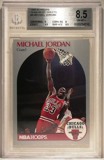 1990-91 Hoops Team Night Sheets #4 Michael Jordan BGS 8.5 NM-MT+