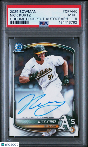 2025 Bowman Nick Kurtz #CPANK Chrome Prospect Autograph Rookie PSA 9 Bowman