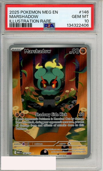 2025 POKEMON MEG EN-MEGA EVOLUTION MARSHADOW #146 ILLUSTRATION RARE PSA 10
