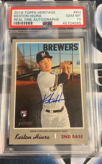 2019 Topps Heritage Real One Autograph Keston Hiura Rookie Auto PSA 10 Gem Mint