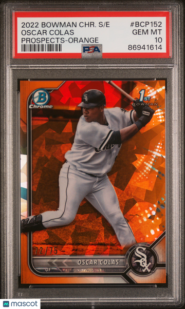 2022 Bowman Chrome Sapphire Edition Prospects Oscar Colas #BCP152 Orange /75 PSA 10