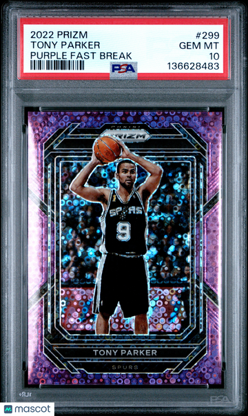 2022 Panini Prizm Tony Parker #299 Purple Fast Break PSA 10