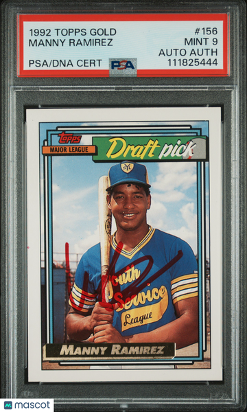 1992 Topps Gold Manny Ramirez #156 AUTO Rookie PSA 9 Auto A