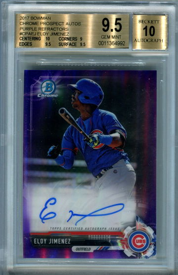 2017 Bowman Chrome purple refractor /250 Eloy Jimenez BGS 9.5 auto 10