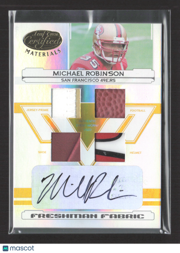 2006 Leaf Certified Materials Freshman Fabric Michael Robinson #212 Helmet Jersey-Prime Football Shoe