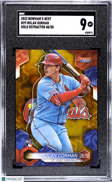 2023 Bowman's Best Nolan Gorman #29 Gold Refractor SGC 9