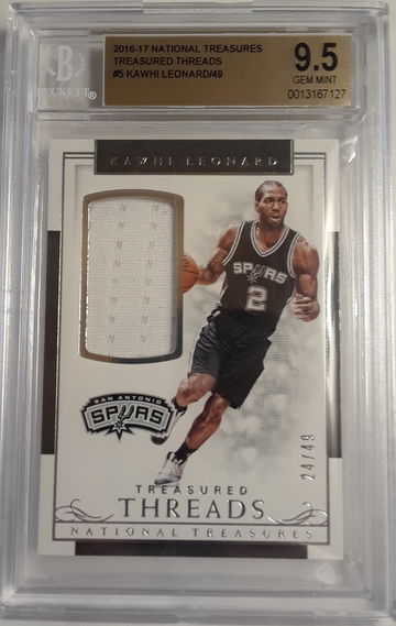Kawhi Leonard 2016-17 National Treasures Treasured Threads/49 BGS 9.5 Gem Mint #5