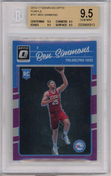 Ben Simmons Optic Purple SP BGS 9.5 GEM MINT Rookie RC #151