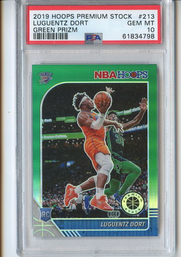 PSA 10 Lou Dort Rookie Green Prizm Hoops Premium Gem #213 Luguentz RC Low Pop 38