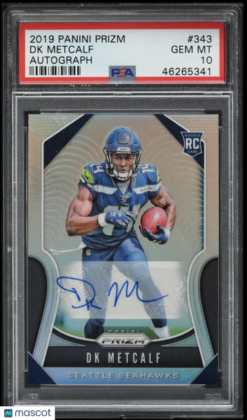 2019 Panini Prizm DK Metcalf #343 Autograph Silver Rookie PSA 10