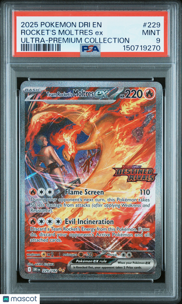 2025 Pokemon Dri EN-Destined Rivals Rocket's Moltres EX Ultra-Premium Collection PSA 9 #229