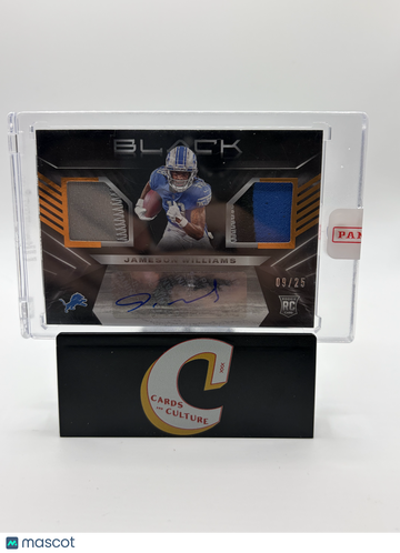2022 Panini Black Football Jameson Williams #RSM-JWI /25 Autograph Dual Patch RC