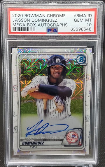 Jasson Dominguez 2020 Bowman Chrome Mega Box Auto RC BMAJD PSA 10 Gem 💎 Mint