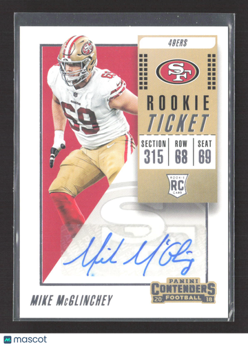 2018 Panini Contenders Football Rookie Ticket Mike McGlinchey #329 RC Auto