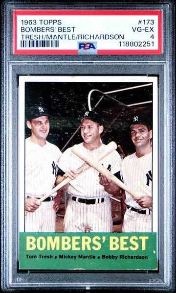 1963 Topps Bomber's Best Bobby Richardson/Mickey Mantle/Tom Tresh #173 PSA 4